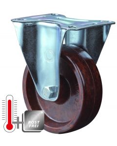 Bockrolle (rostfrei und temperaturbeständig bis 400°) mit thermoplastischen Rad in schwarz Ø 100 mm und 130 kg