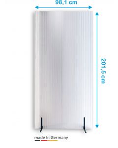 Raumteiler / Schutzwand transparent und rahmenlos, Höhe x Breite 201,5 x 98,1 cm
